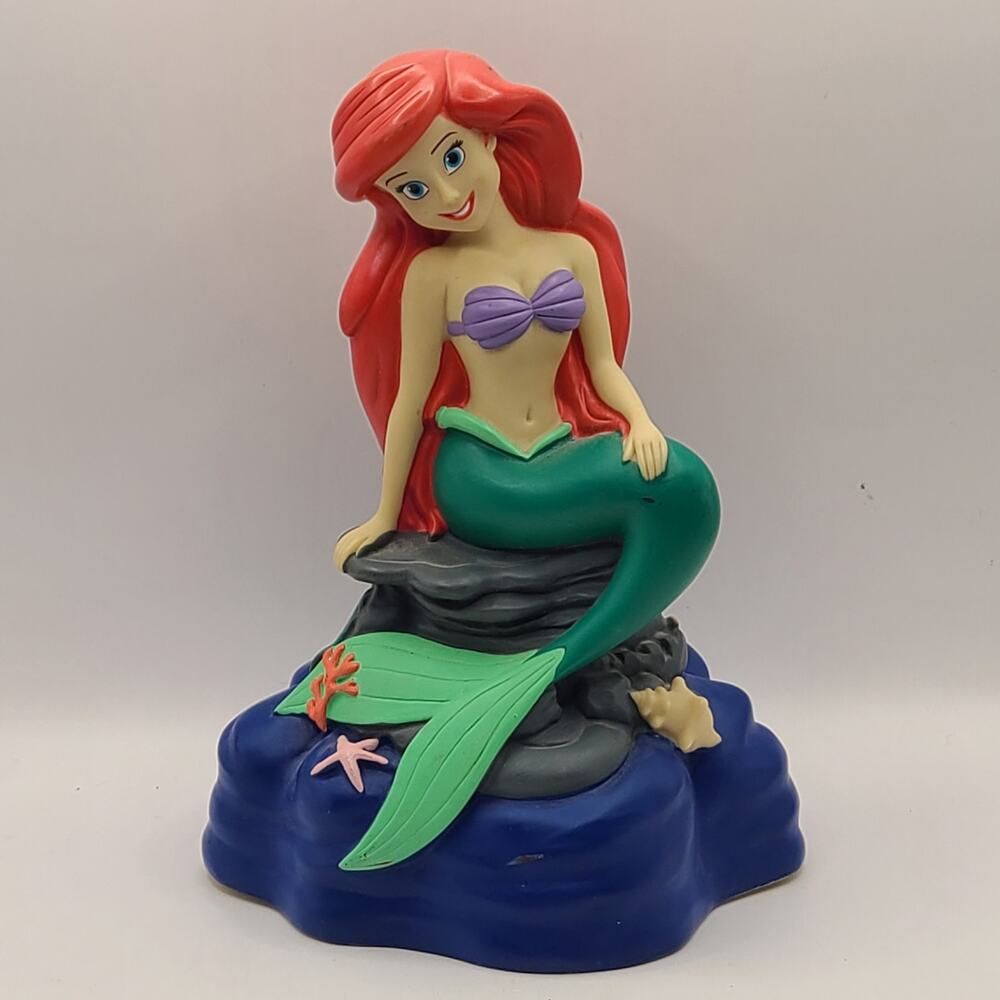 Vintage Ariel Disney 9" Mermaid Princess Figurine Piggy Bank w/Plug